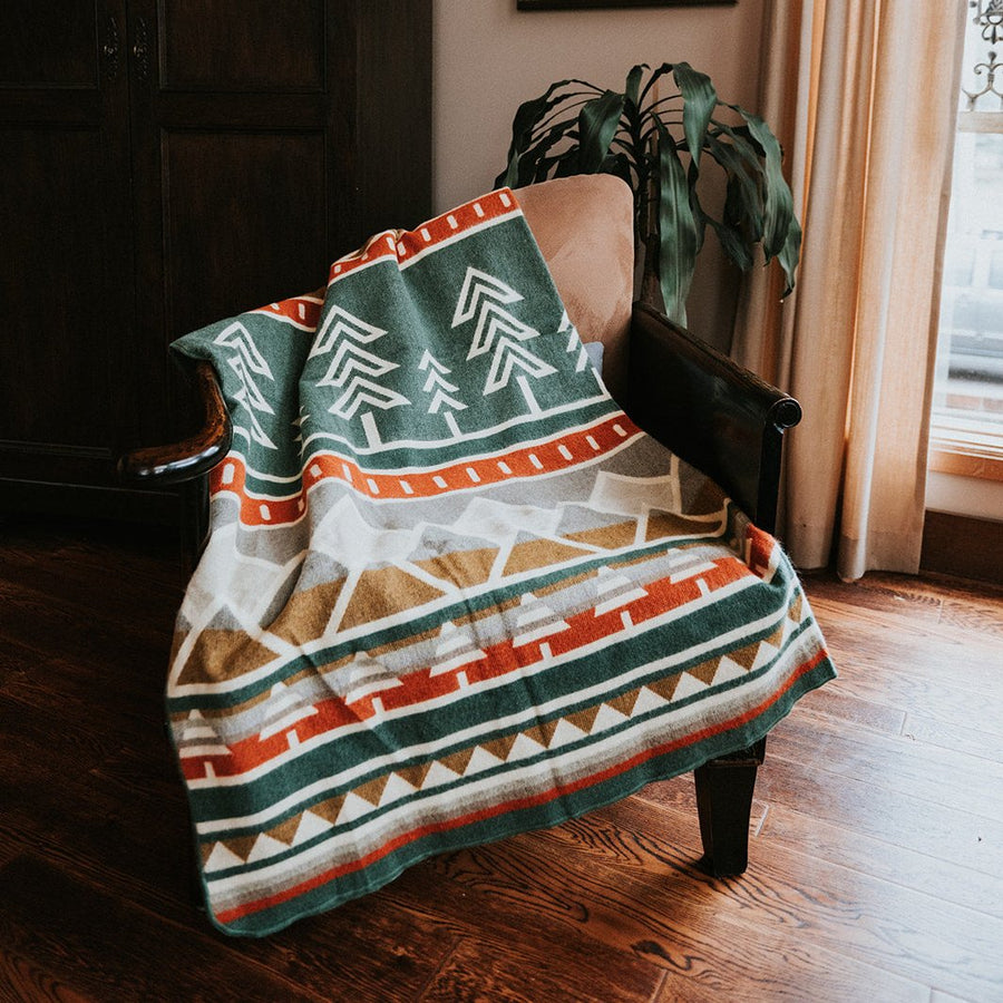 Boreal Treeline Heartprint Throw Blanket