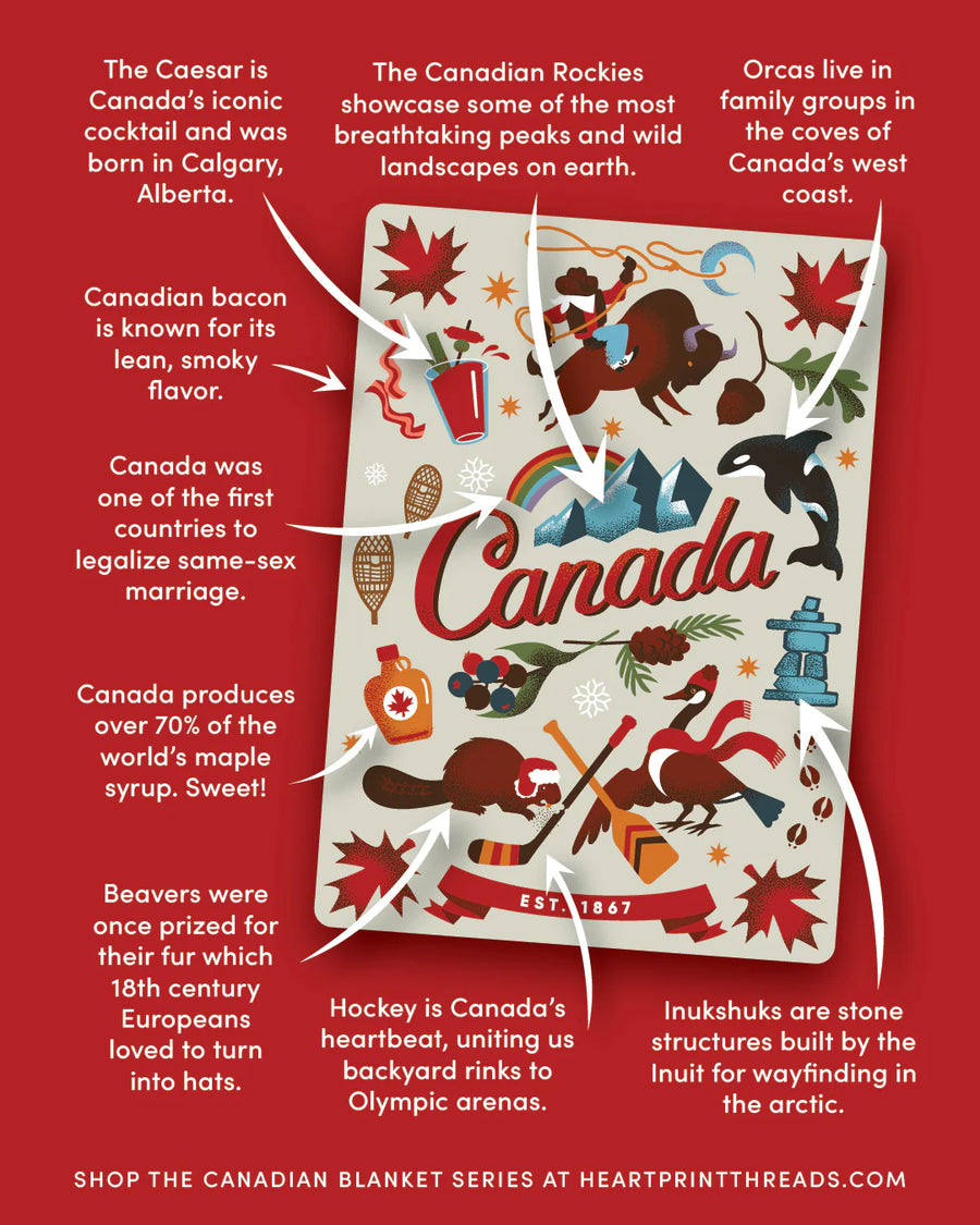 Canada Adventure Quilted Heartprint Blanket