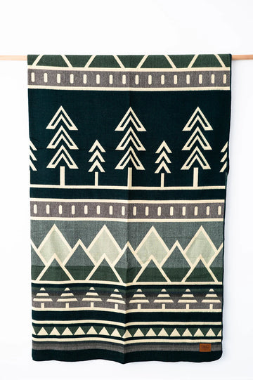 Balsam Fir Line Heartprint Queen Blanket