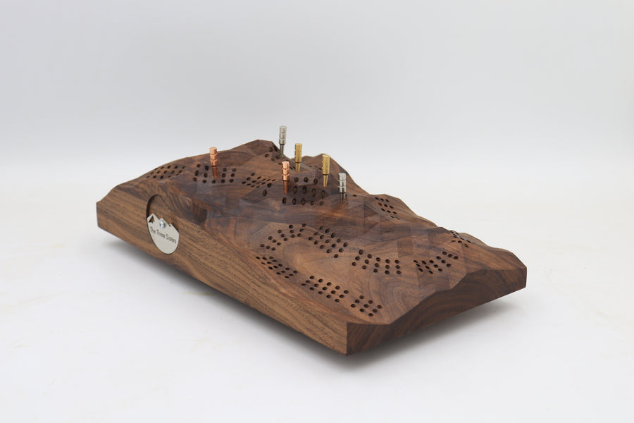 Three Sisters 3D Black Walnut Cribbage Board