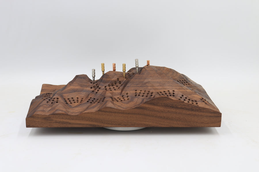 Three Sisters 3D Black Walnut Cribbage Board