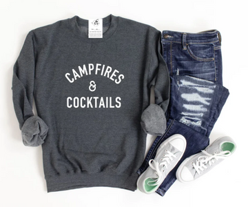 Campfire & Cocktails Crew Sweatshirt - Charcoal