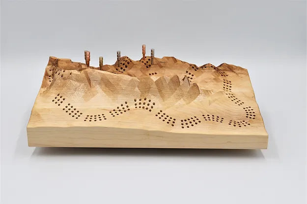 Castle Mountain 3D Maple Cribbage Board