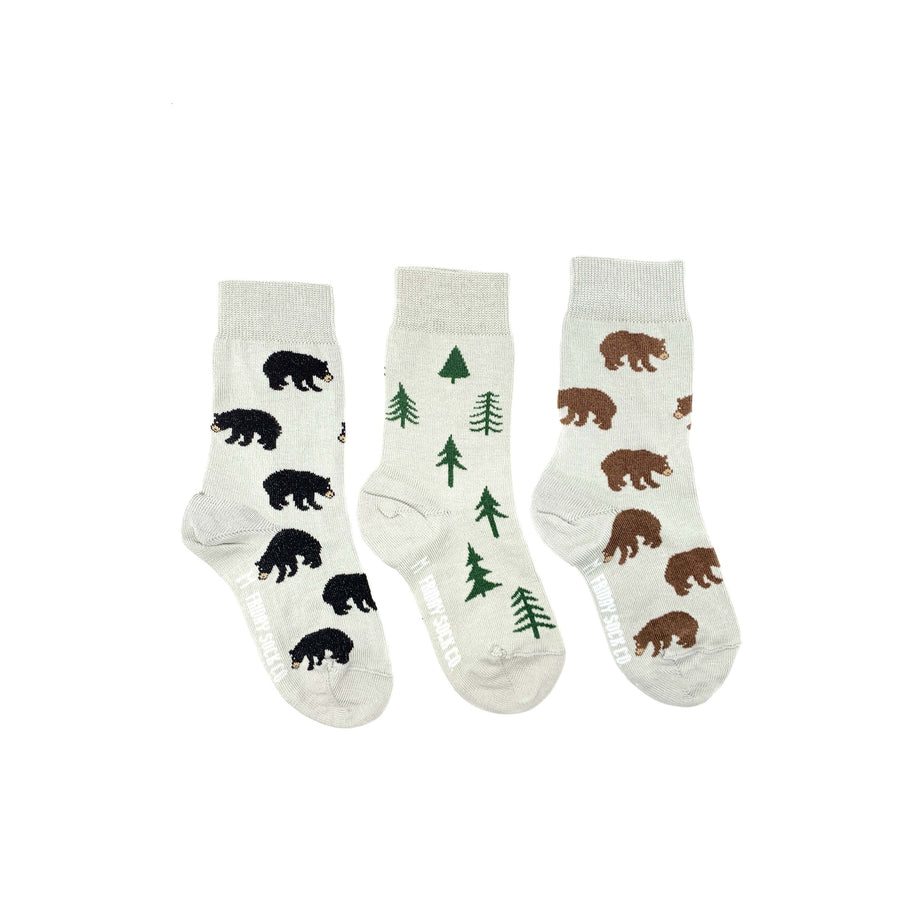 Bears + Trees Mismatched Kids Socks