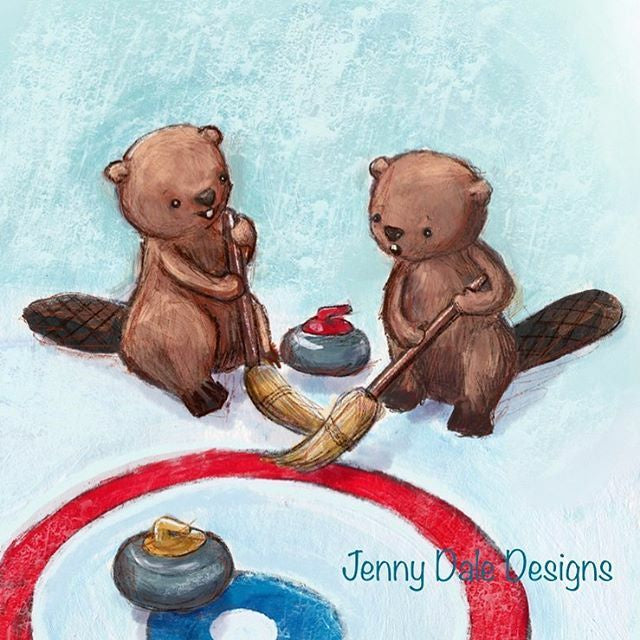 Beavers Curling Jenny Dale Art Print