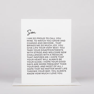 Dear Son Card