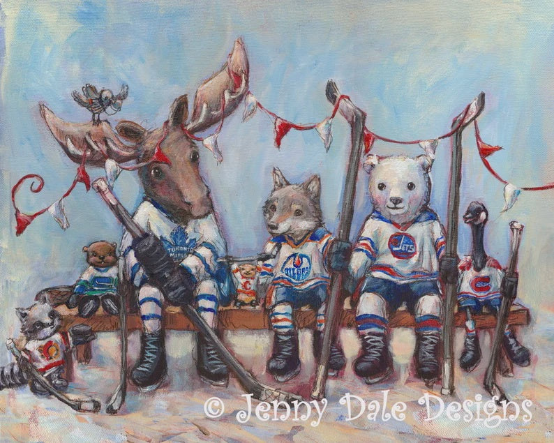 Hockey Bench Jenny Dale Art Print