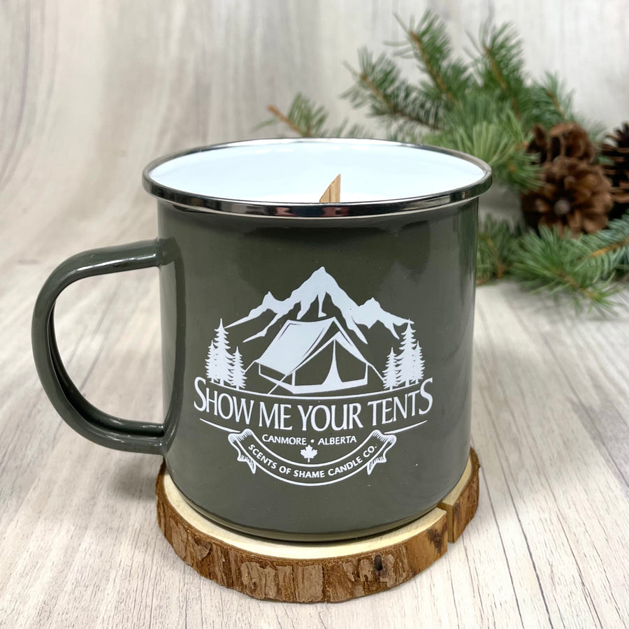 Show Me Your Tents Camp Mug Candle